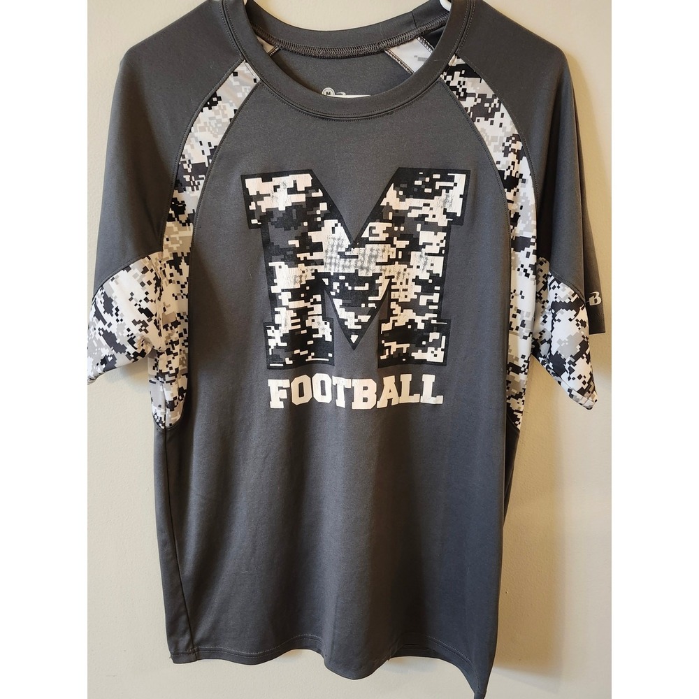 Badger‎ Dri-Fit University Of Michigan Football Tee Men's Size Medium Gray